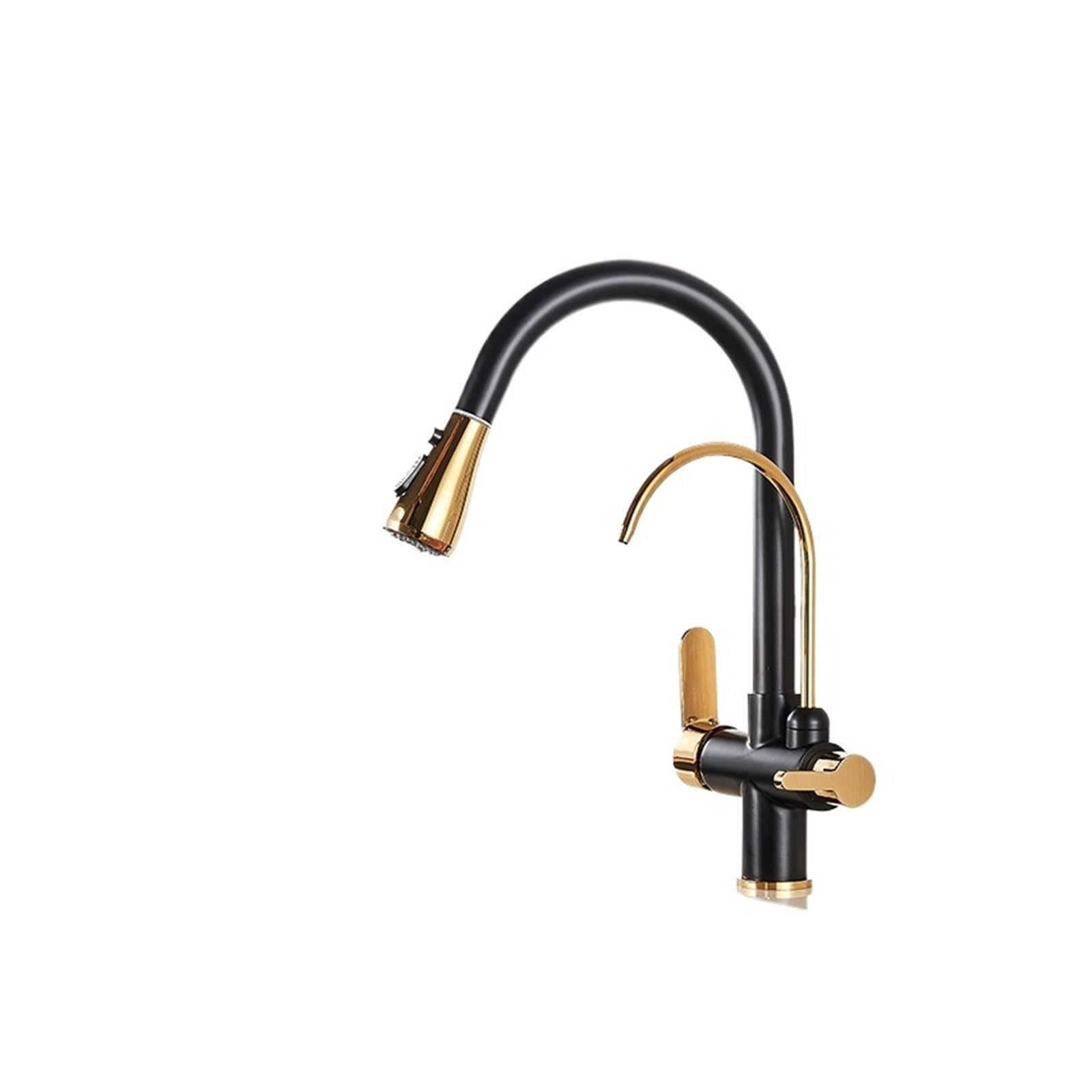 Purification Kitchen Sink Faucet Purified Water Hot and Cold Water Faucets Black Golden Deck Mounted Dual Handle Mixer Tap(Nickel B)
