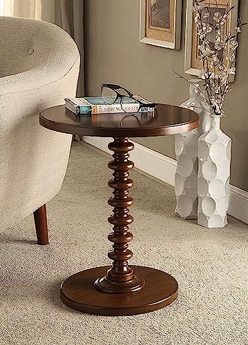 Image of VASIL MART Wooden Round Bed Side Table End Table, Side Table, Night Stand Beah Table for Living Room Bedroom (Walnut)