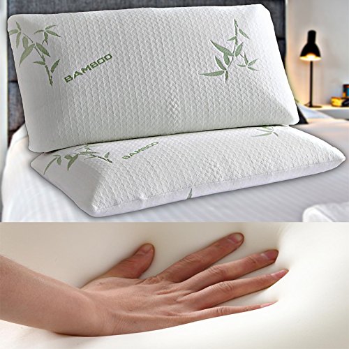LAWRANCE CAPRINO LC New Luxury Bamboo Memory Foam Pillow, Anti-Bacterial Premium Neck Support Pillow with removable Zipper cover