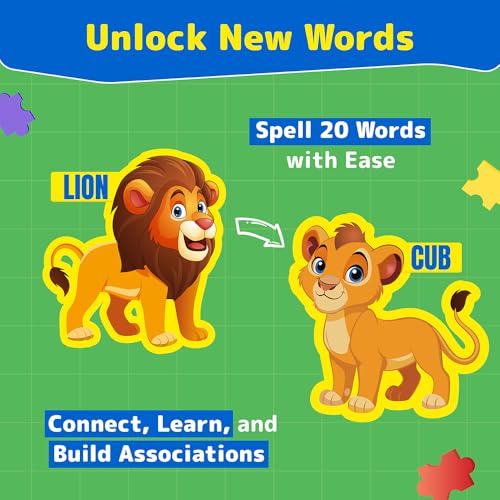Image of PuzzleUp Learn Animal Babies | 10-in-1 Entry Level Puzzle | 45 Big Size Jigsaw Pieces | Montessori Educational Toy to Improve Memory & Unlock New Words |Gift for Boys & Girls Age 3, 4 & 5 yrs