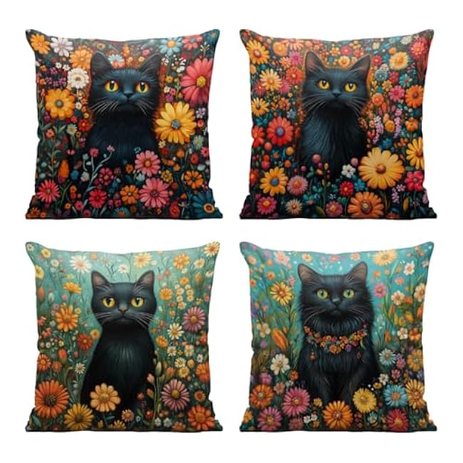 Wolf Pillow Covers 18x18 Inch Set of 4 Waterfall Forest Moonlight Decorative Throw Pillow Covers Seasonal Holiday Farmhouse Home Sofa Living Room