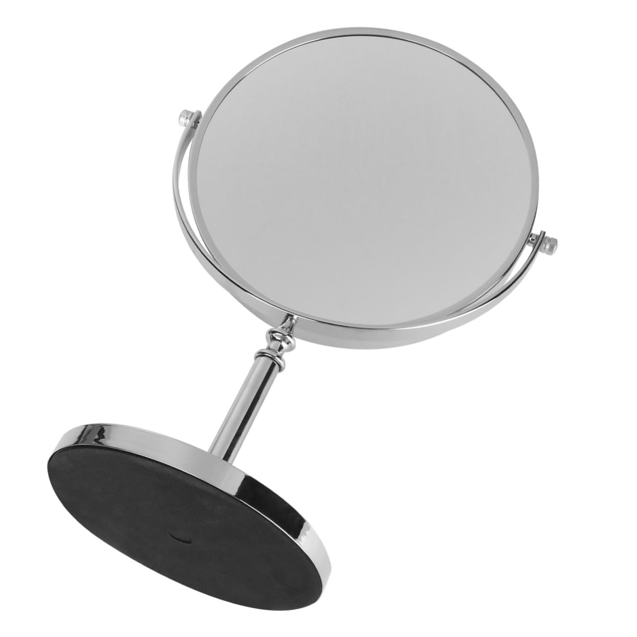 Miroir de maquillage double face 8 pouces en métal argenté pour table