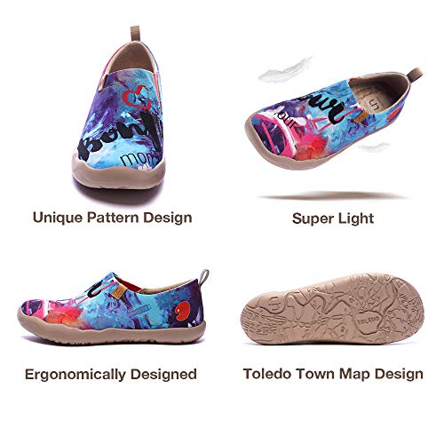 Image of UIN Women's Art Painted Travel Shoes Slip On Casual Knit Loafers Lightweight Comfort Fashion Sneaker Toledo ⅠBirds and Flowers