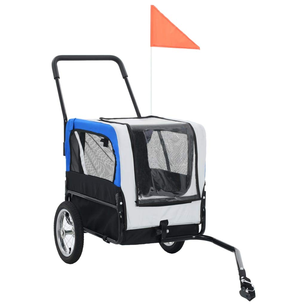 2-in-1 ペット用 自転車トレーラー＆ジョギングベビーカー ブルー＆グレー Amazon | vidaXL 2-in-1 ペット用 自転車トレーラー＆ジョギング