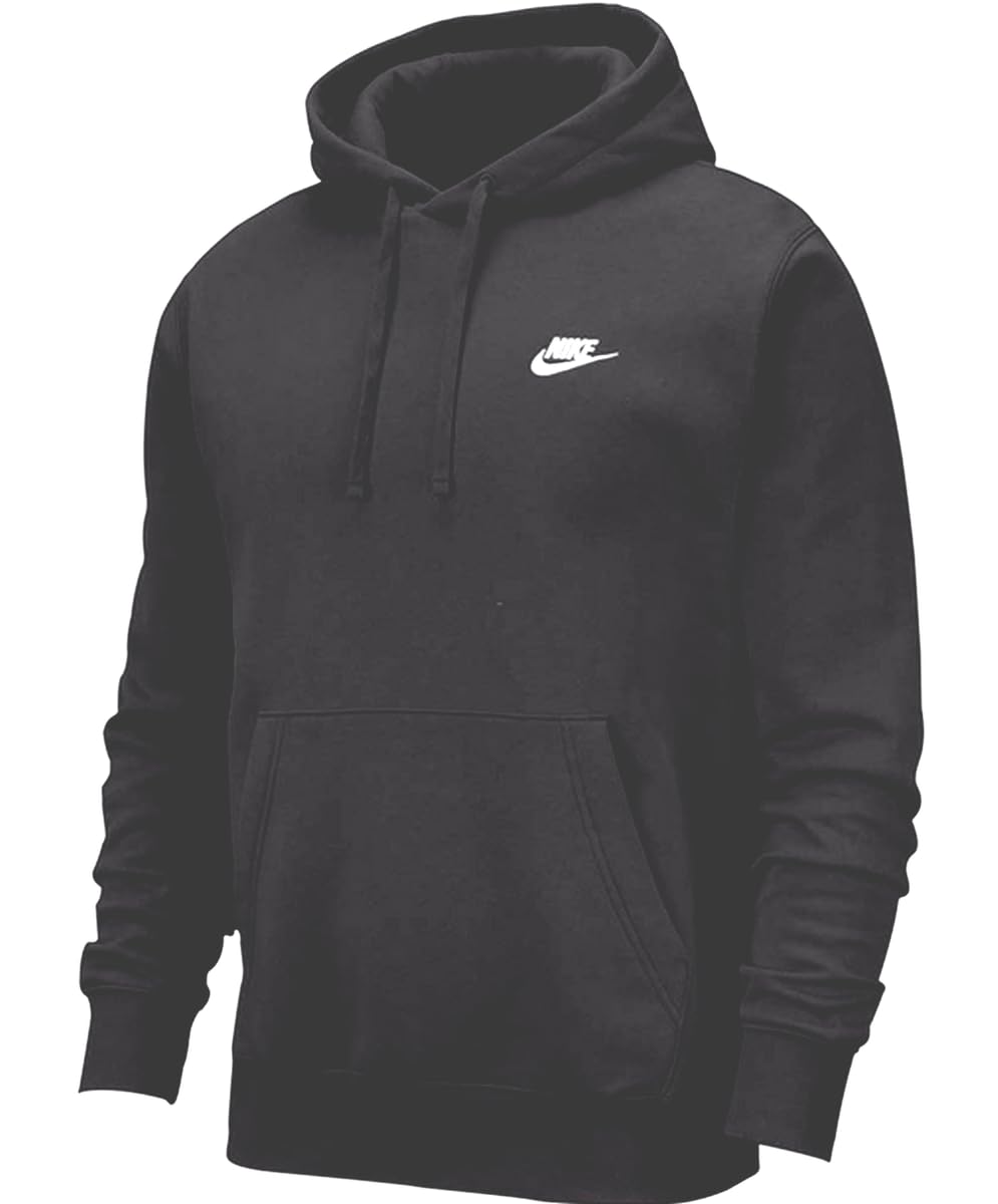 NikeMen's Sportswear Club Pullover Hoodie, Black/Black/White, Small Tall