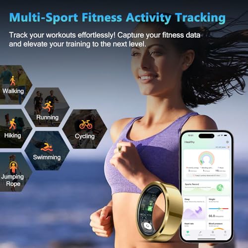 Smart-Ring-Health-Tracker-for-Men-Women-with-Charging-Case-Waterproof-Fitness-Ring-Bluetooth-Connected-Health-Ring-Activity-Tracker-Records-Steps-Distance-Calories-Compatible-with-Android-iOS