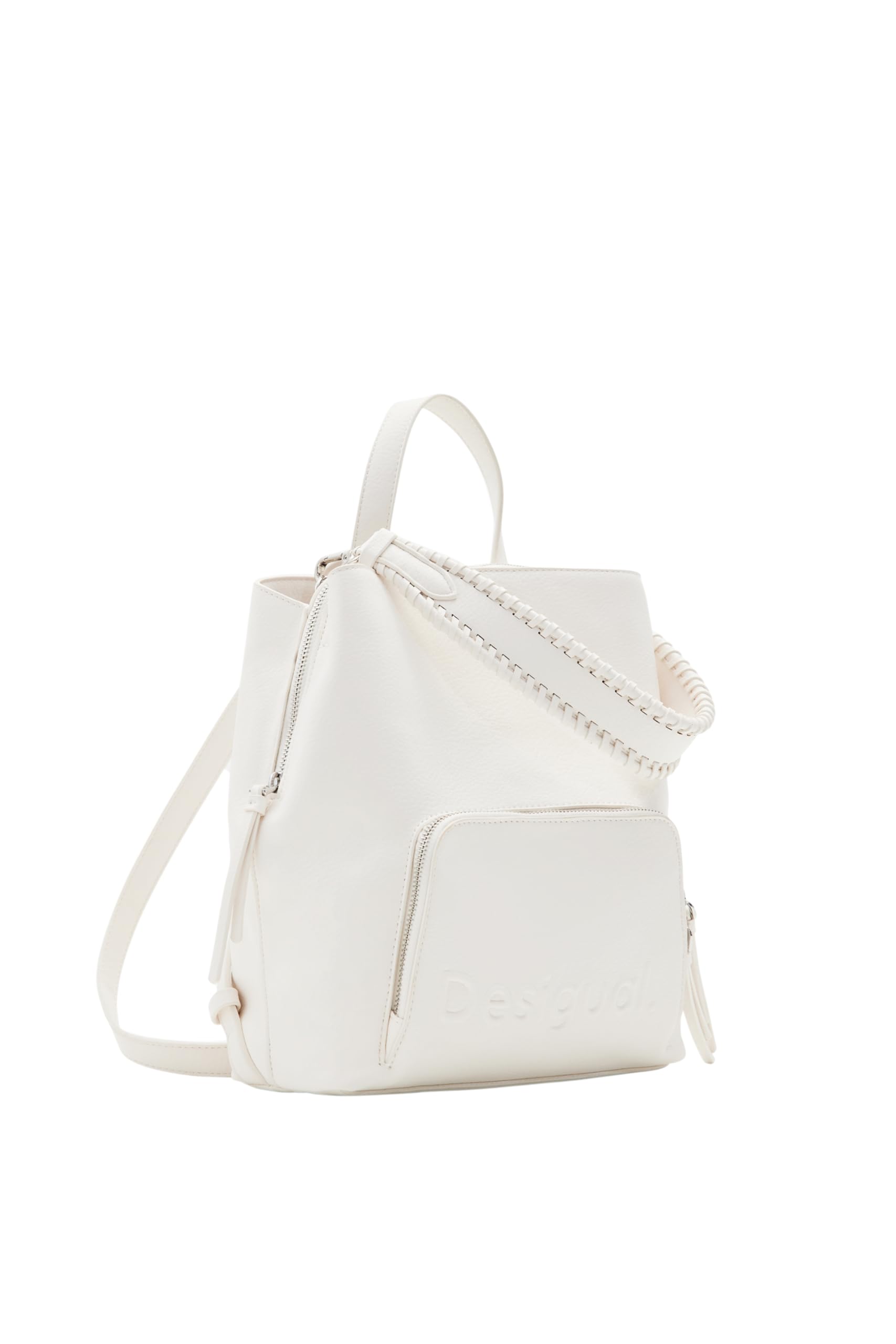 Desigual women's Back_half Logo 24 S ACCESSORIES PU BACKPACK MINI, White, One Size