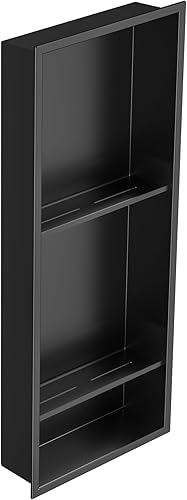 Miniatura 8 de Nicho de ducha de acero inoxidable de 12 x 29 pulgadas, no necesita azulejos, nicho de pared de tres niveles, estante de ducha empotrado para