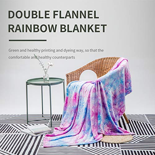 Image of COCOPLAY W Colorful Throw Blanket, Rainbow Throw Blanket Super Soft Fuzzy Light Weight Luxurious Cozy Warm Microfiber Blanket for Bed Couch Living Room (Purple Rainbow, Throw (50"x60"))