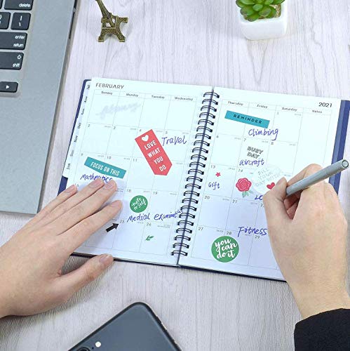 2021 Planner - Weekly & Monthly Planner, Flexible Cover,12 Monthly Tabs, 21 Notes Pages, Twin-Wire Binding with Two-Sided Inner Pocket