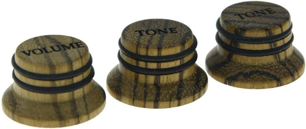 Dopro Zebra Wooden Knobs Strat/LP Style Volume Tone Top Hat Bell Wood Knobs for Metric 5.8mm Shaft Pots