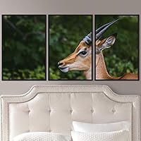 3 Piece Framed Canvas Wall Art Spiritual Being Animals Deer Expressive Impressionism Rustic - 16