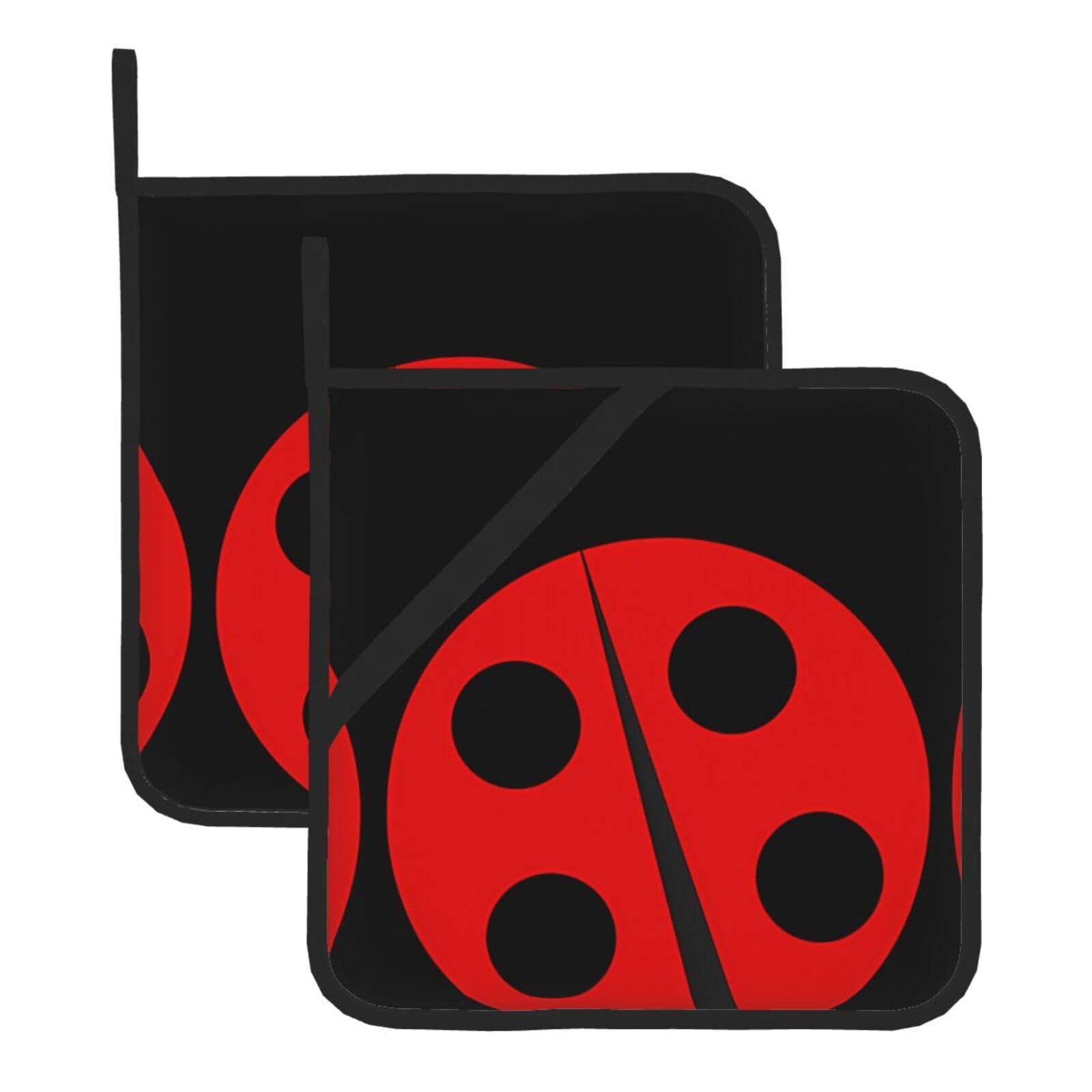HJFCZH Cartoon ladybug Prints Square Hot Pads for Kitchen Counter - Waterproof Pot Holders, Durable Heat Resistant Throw Layers for Serving, Oven & BBQ - 2 Pack