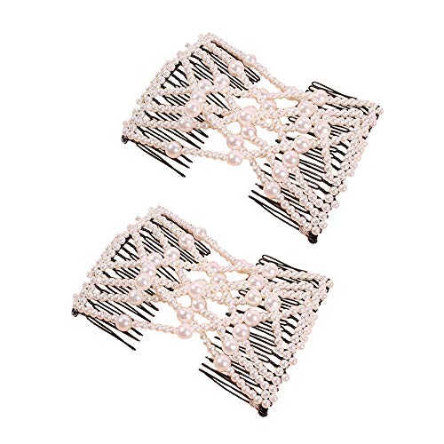 Butterfly Stretch Haarklammer,Toctax 2Pcs Magic Beads Haarschmuck,Haarspangen Damen,Haarspange Perlen,DIY Hair Styling Werkzeug Cover