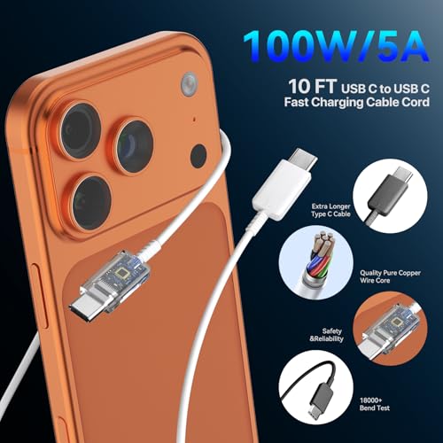 iPhone 18 17 16 15 Charger Fast Charging, 10 FT USB C Charger Blcok & Cable - image 4