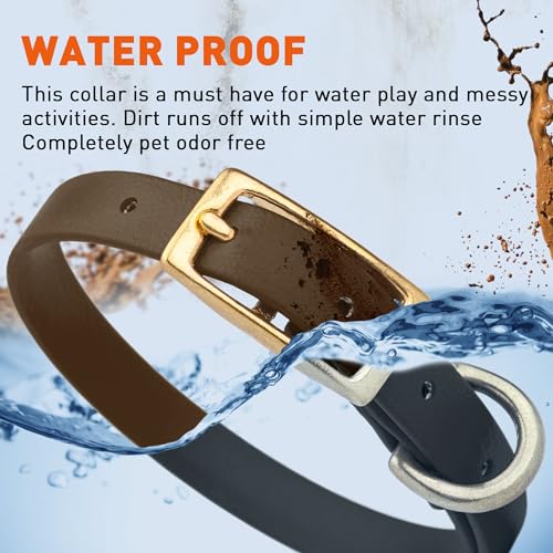 Image of Viper Biothane Heavy Duty Waterproof Dog Collar Strong Coated Nylon Webbing w /Solid Brass Hardware Odor-Proof Easy to Clean High Performance Fits Small Medium or Large Dogs, Dark Chocolate Brown