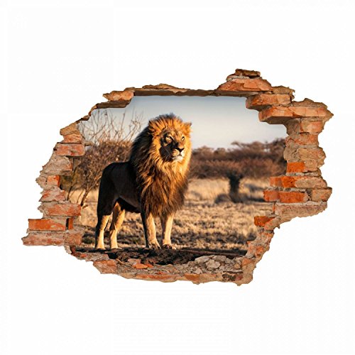 nikima - Lot de 103 stickers muraux Lion savane - Trou dans le mur - 6 tailles - Magnifiques autocollants et autocollants pour chambre d'enfant - Décoration murale cool - Pour garçon et fille -