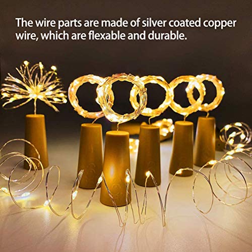 AGAWA Luzes de garrafa de vinho, 20 LEDs, pacote com 6 tampas de garrafa, lâmpada atmosférica, fio d