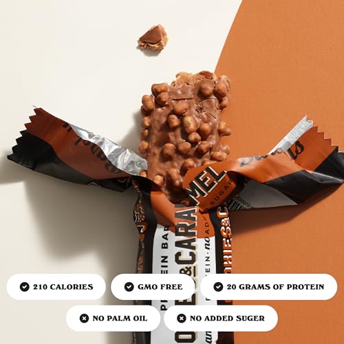 Image of Barebells Protein Bars Cookies and Caramel - 24 Bars (2 Packs of 12), 20g High Protein Treats - Chocolate Nutrition Bar with 1g Total Sugars - On-The-Go Breakfast or Post-Workout Snack