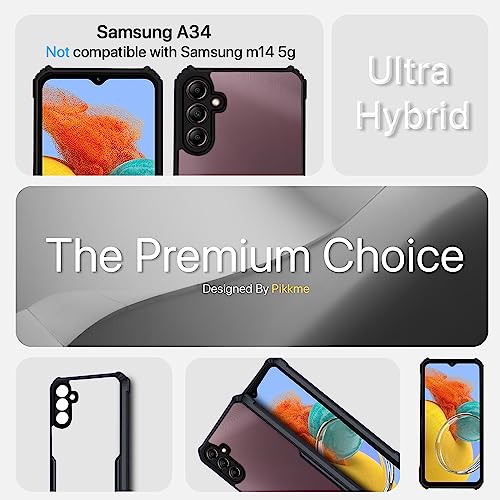 Image of Outlouders Back Cover for Samsung Galaxy A34 5G | Ultra Hybrid Transparent | Full Camera Protection | Raised Edge | Crystal Clear Bumper Case(Black)