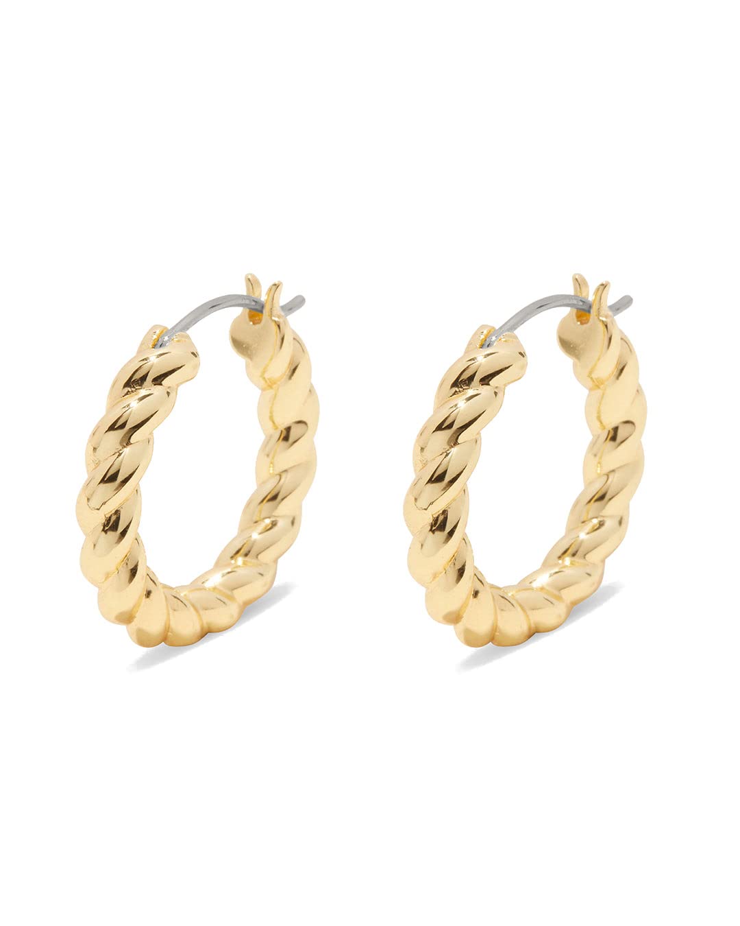 gorjanaCrew Hoops 13/16” - 18k Gold-Plated Brass - Elegant Twisted Design - Stainless Steel Post, Hinge Closure - Lightweight and Versatile - Daily Earring Wear
