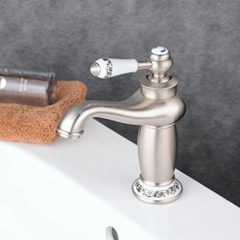 Grifo de lavabo Beelee de níquel cepillado con válvula de disco de cerámica Cover
