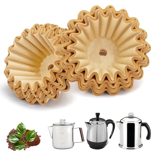 Image of Coffee Filters Compatible with Farberware Coffee Percolator, 150 Pcs Perforated Unbleached Filter Paper for Farberware 4Cup, Coletti 6Cup, Elite Gourmet 6 Cup