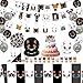 137pcs Cat Birthday Decorations Cat Themed Party Supplies Serves 20 - Banner, Plates, Napkins, Hanging Swirls, Black White Kitten Balloons, Cupcake Toppers, Tablecloth, Stickers for Kids Girls Party