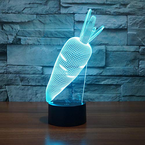 Preisvergleich Produktbild 3D Kaninchen Karotte Gemüse Spielzeug Visuelle Lampe Farbwechsel Led Nachtlicht Illusion Tischlampe Für Kinder Baby Schlafzimmer.