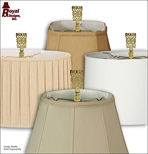 Image of Royal Designs Rectangle Center Cross Filigree 2.5 inch Lamp Finial for Lamp Shade, Polished Brass - Set of 2
