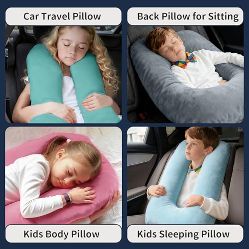 Image of 2PCS Travel Pillow,Car Pillow on Road Trip,Pink+Blue