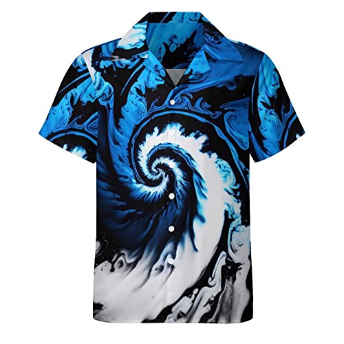 Trippy Mysterious Tie Dye Vortex 3D Graphic Short Sleeved Shirt Button Shirt