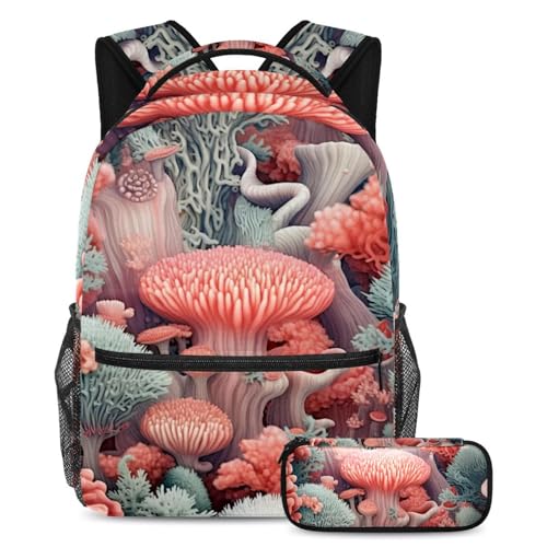 Cartable grande capacité lot de 2 avec trousse corail esthétique grand format pour voyage et étude