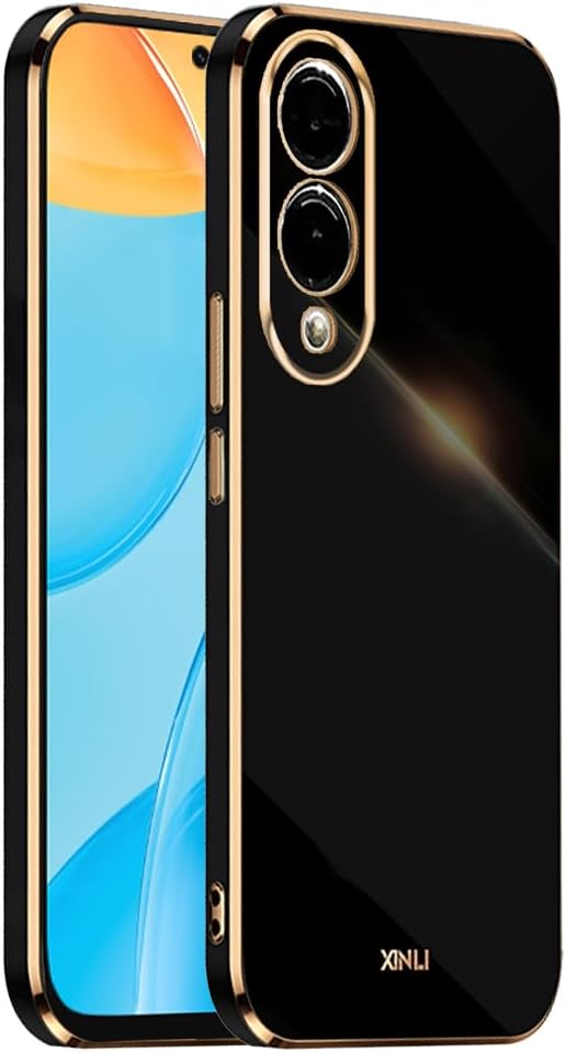 Samsung s25 Edge – EASSGU (Coque à Cadre Galvanisé pour Samsung Galaxy S25 Edge (6,7&Prime;) Coque de Protection en Silicone TPU – Noir