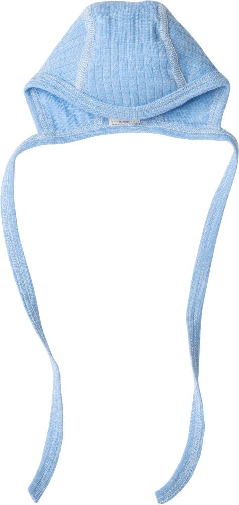 Cosilana, Baby Bonnet - 45% Organic Cotton, 35% Organic Merino Wool, 20% Silk (Blue Melange, 3-7 Months (Height 23-27) (62/68))