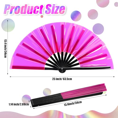 Image of Maitys Large Rave Fan Folding Handheld Fans 13'' Clap Fans for Line Dancing Clack Fan Holographic Festival Accessory for Martial Art Gift Performance, Includes 2 Pouch