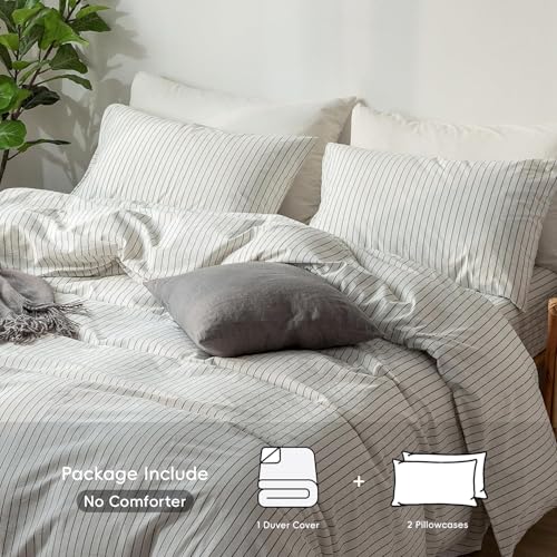 Moomee Bedding Duvet Cover Set 100% Washed Cotton Linen Like Textured Breathable Durable Soft Comfy thumb #1