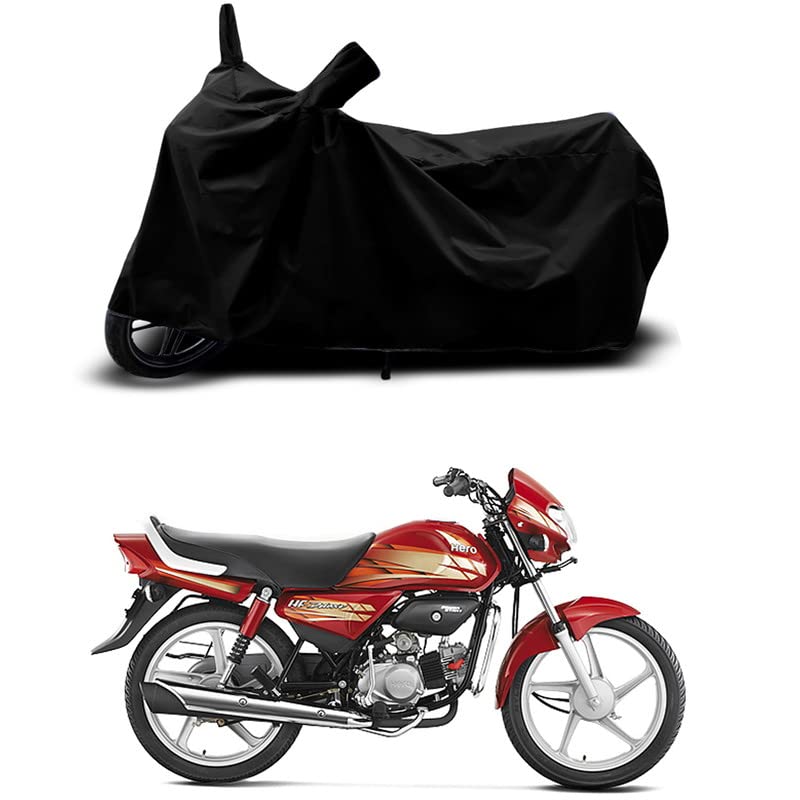 Image of 100% Scratchproof /UV-Rays /Heat Protection /Birds Dropping /Water Resistant /Dust Proof /Waterproof /Full Bike Scooty Two Wheeler Body Cover Compatible for HF Deluxe All Varients[Black]