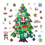 Filz Weihnachtsbaum Kinder, DIY Filz Weihnachtsbaum Set mit 32 Stück Abnehmbaren Hängenden Ornamenten, Weihnachtsbaum Für Home Tür Wand Hängend Dekor, Kinder Weihnachten Geschenk