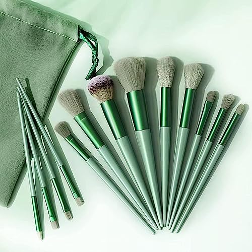 SUBHMUN Makeup Brush Set Kit – 13 Pcs Premium Synthetic Kabuki Eye Shadows Make Up Brushes, Eyeliner Brushes Blending Face Powder Blush Cosmetics Brushes Tool Kit Compatible with Travel Makeup Bag