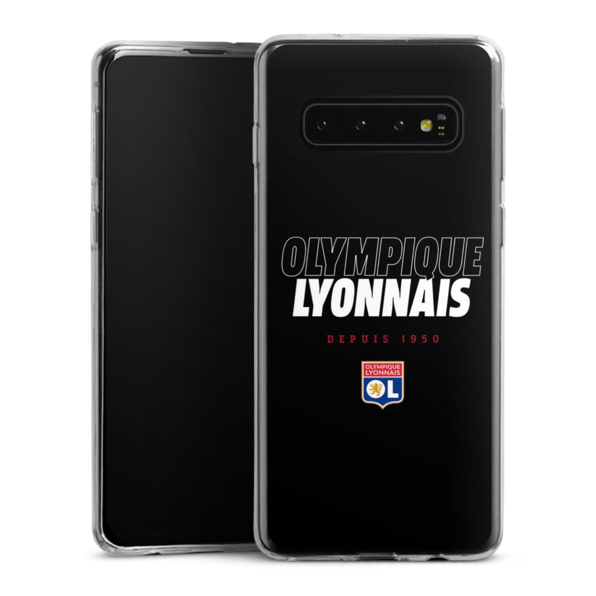 Coque Slim Compatible avec Samsung Galaxy S10 Case Ultra Fine Etui Silicone Ultra Fine Olympique Lyon Produit sous Licence Officielle Football