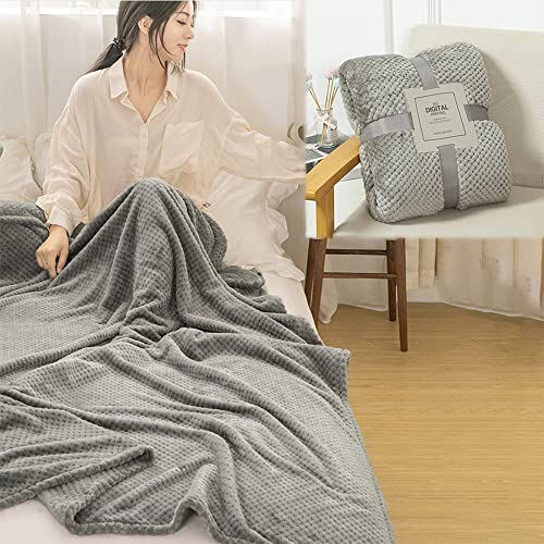 nacyvcos 毛布 厚手 シングル/ダブル 冬用 ブランケット 大判 北欧 あたたかい 掛け毛布 ひざ掛け リバーシブル 柔らかい ふわふわ 肌触り良い 保温 快適 清潔 マイクロファイバー 抗菌防臭 防ダニ おしゃれ 車用 オフィス用 ソファー用 もうふ 丸洗いOK オールシーズン 軽量 (グレー, 180*200cm)