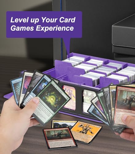 Image of TiMOVO Trading Card Dividers for Commander Deck Boxes with Built-in Slots, 12 PCS Card Supporters Separator for MTG TCG Sports Cards Organizer Box, 2.91x3.35in, Purple