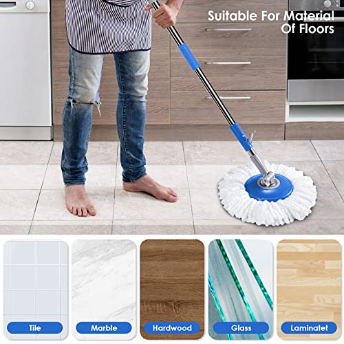 Ozd Spin Mop With Bucket For Floor Cleaning, Microfiber Mops And Bucket With Wringer Set, 51.2 Inch Adjustable Handle, 360 Spinning Mop For Wet & Dry Use, With 5 Mop Refills & 1 Brush Head #TOP6