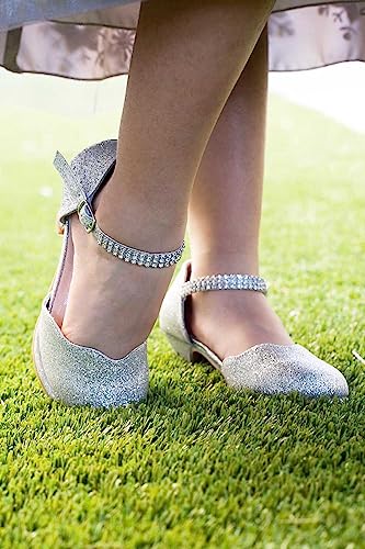 Image of Gwen & Zoe Girl Dress Shoes for Weddings and Parties - Big and Little Girl 2 Inch High Heel with Rhinestone Strap