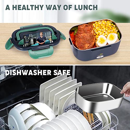 Andvon Electric Lunch Box 60W Food Heater 3-In-1 Portable Food Warmer Lunch Box For Car & Home,1.5L Heated Lunch Boxes For Adults, Lunch Heating Microwave For Truckers,With Carry Bag #TOP6
