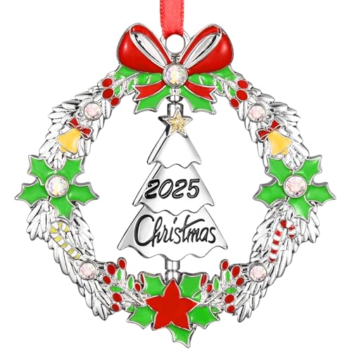 Christmas Ornament 2025 Decoration for Xmas Tree Hanging Metal Christmas ...