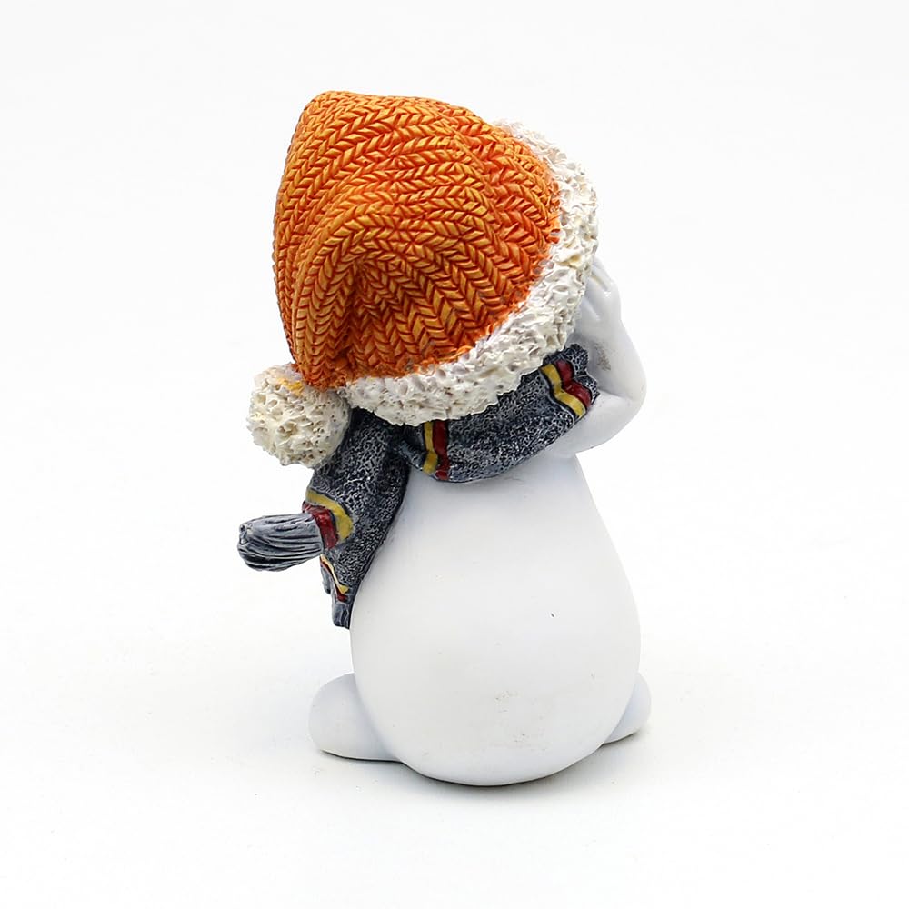 Dekohelden24 Schneekinder - Nichts hören, sehen, Sagen - mit Mütze und Schal in orange, grün und rot, als 3er Set, L/B/H 6,3 x 5 x 10,5 cm