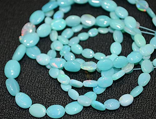 Perles opale d'Éthiopie aqua de 4x5-5x7 mm LKBEADS, fil de pierre naturelle ovale pour bijoux diy