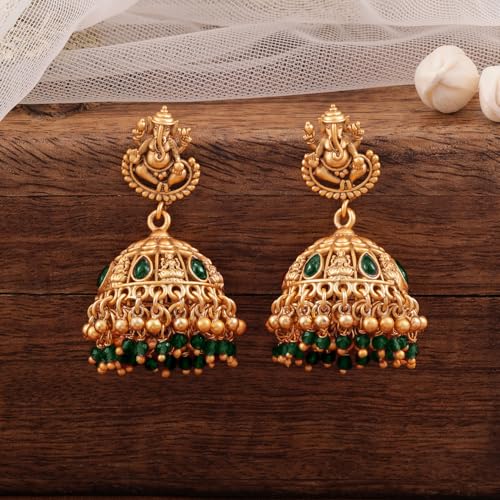 Image of Rubans Jhumka Earrings Gold Plated Stylish Traditional Trendy Jewellery Gift for Women & Girls